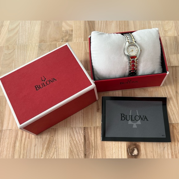 Bulova Ladies New in Box Watch Two-Tone Bracelet White Dial Gold Markers main image 7